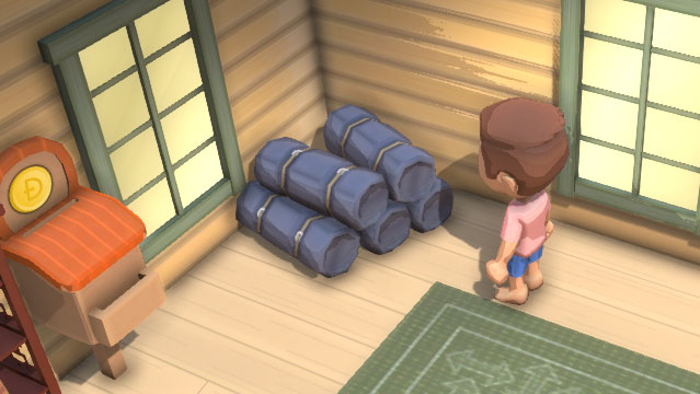 役場の内部にある寝袋