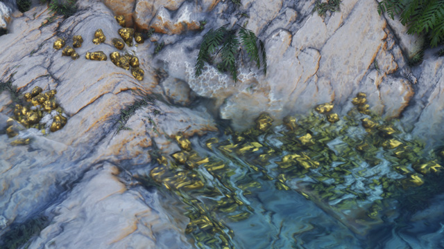 ヴェイルウォーター盆地に点在する金鉱石の鉱脈