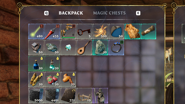 インベントリ画面のスクリーンショット